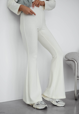 Bawełniane spodnie dzwony Nicole ecru