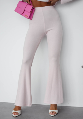Nicole powder pink cotton bell-bottom pants