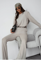 Bawełniany komplet dresowy bluza i spodnie dzwony Nicole ecru