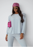 Bawełniany komplet dresowy bluza i spodnie dzwony Nicole ecru