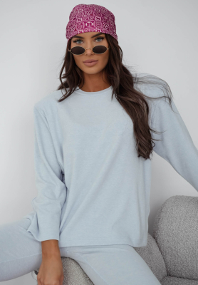 Nicole sky blue cotton long-sleeved blouse