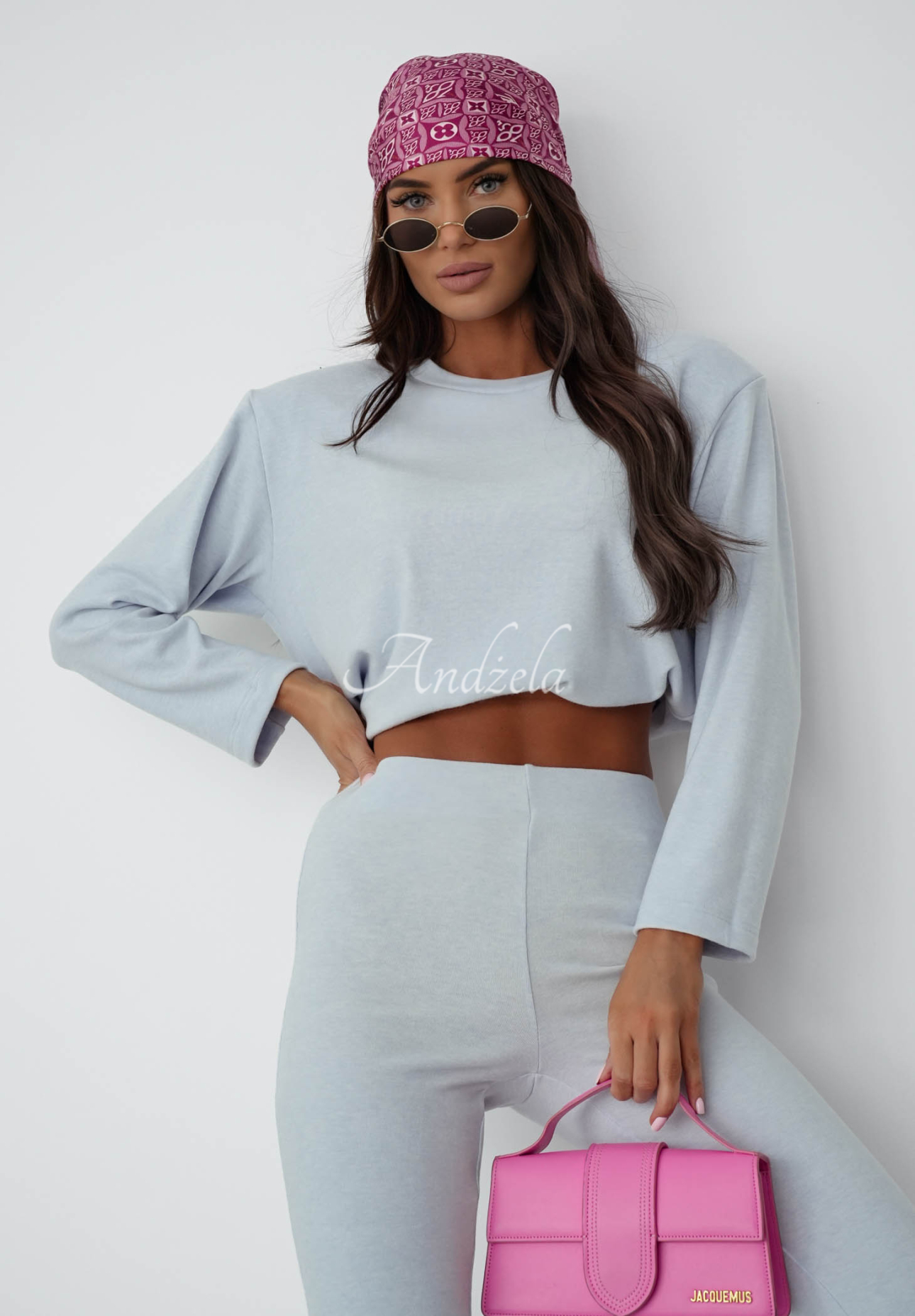 Bawełniana bluzka longsleeve Nicole błękitna