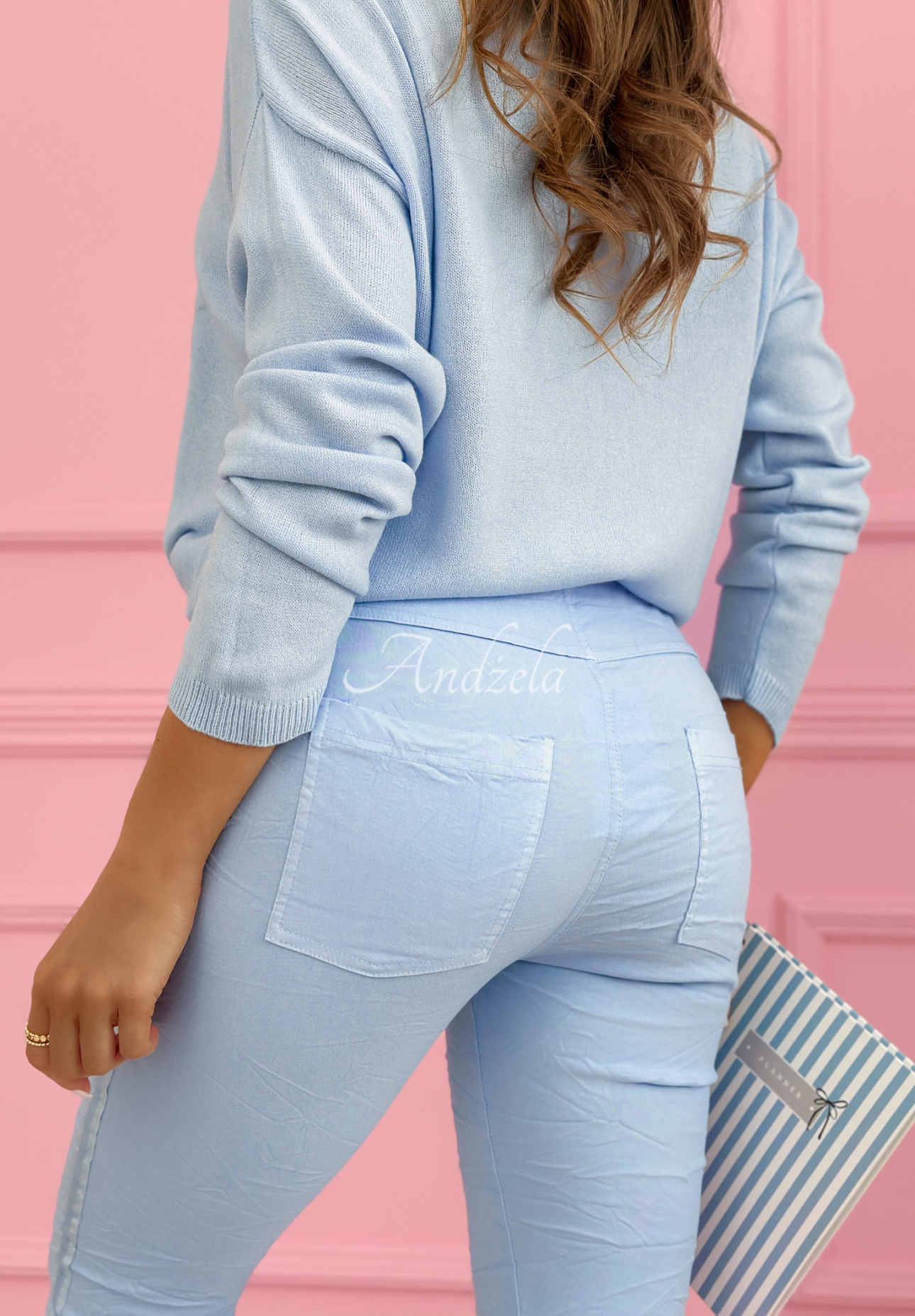 Wiskozowe spodnie z lampasami The Spring Begins błękitne