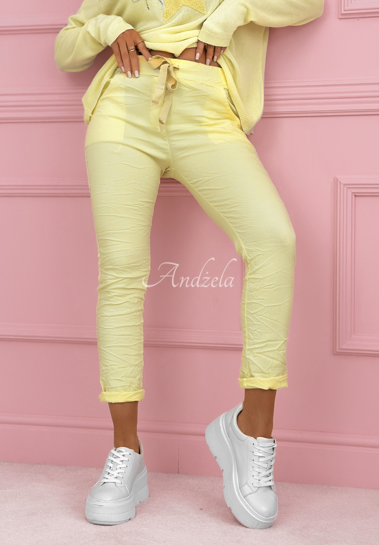 Viscose pants with stripes The Spring Begins yellow