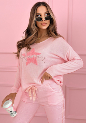 Sweater with decorative appliqu&eacute; made of modal and viscose The Spring Begins pink