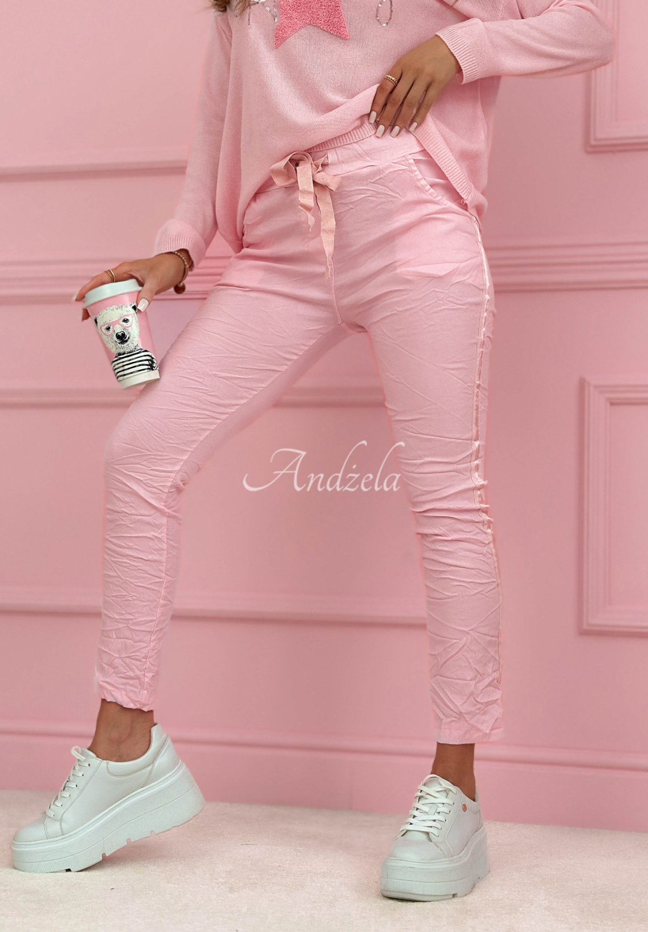 Viscose pants with stripes The Spring Begins pink