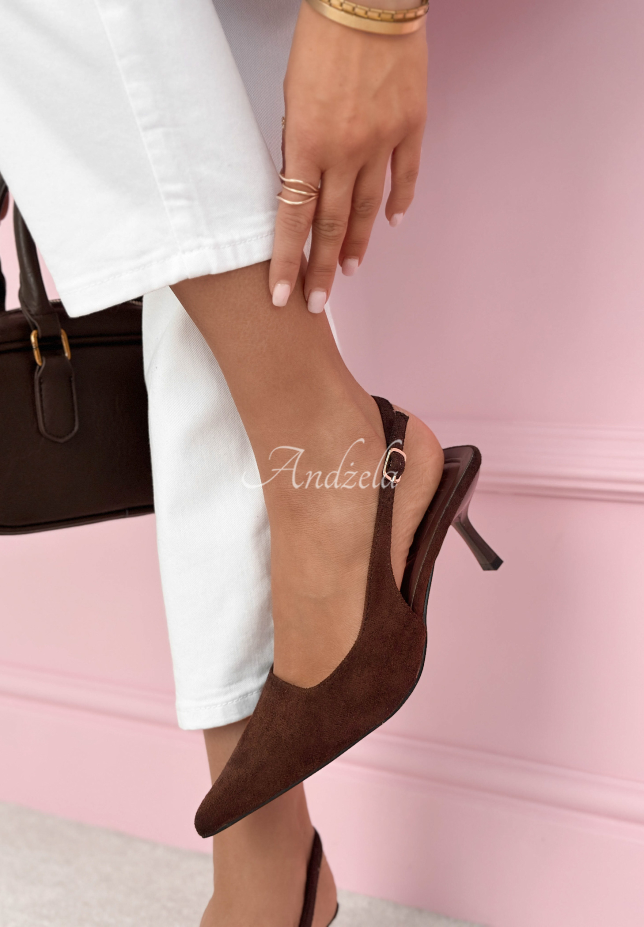 An Optimist chocolate suede stiletto sandals