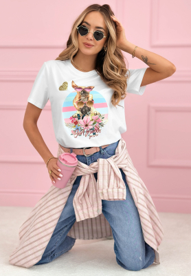 Bawełniany t-shirt z nadrukiem Crazy Dogs biały