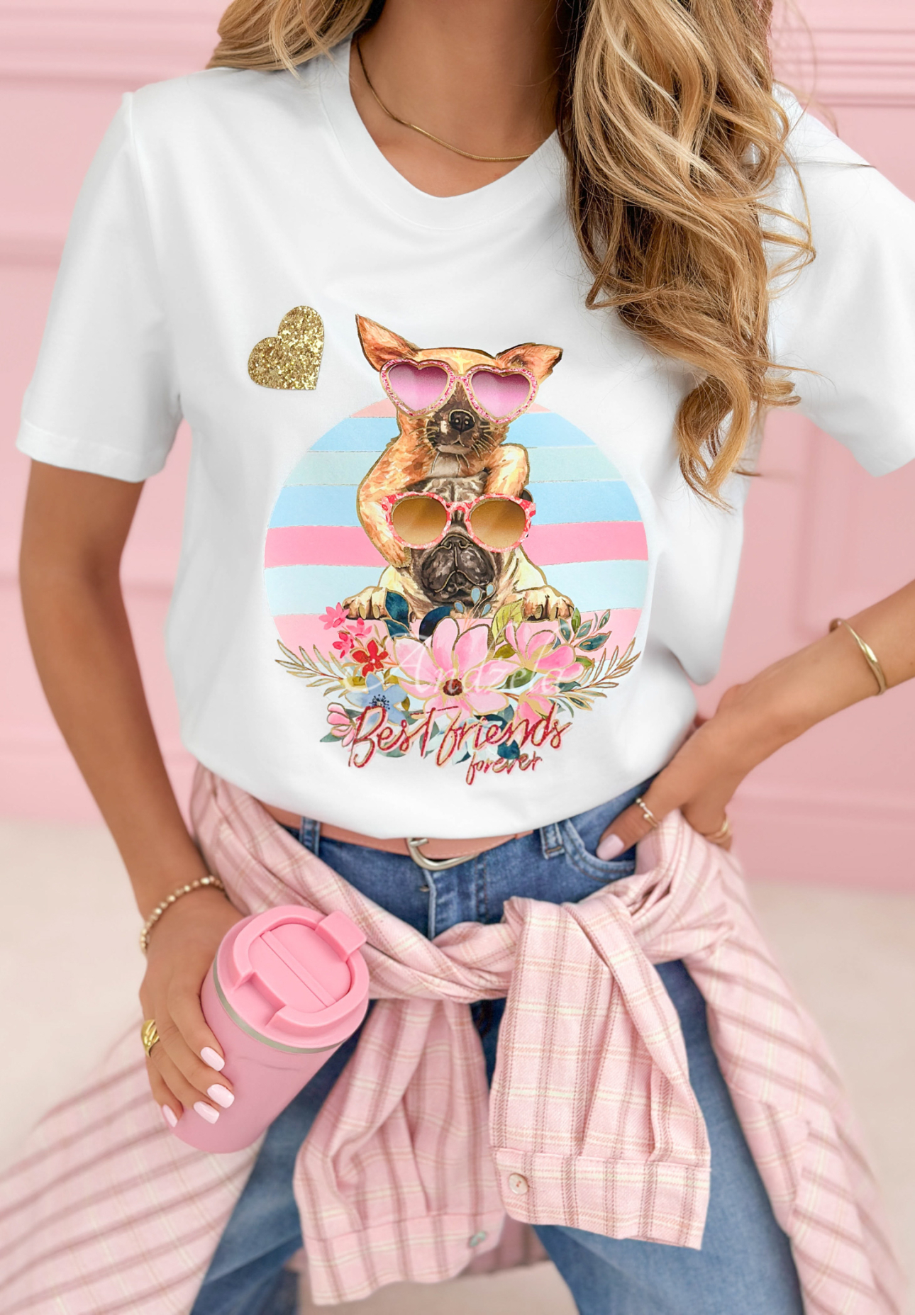 Cotton T-shirt with Crazy Dogs print, white