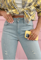 Spodnie jeansowe skinny z przetarciami Evelisse niebieskie