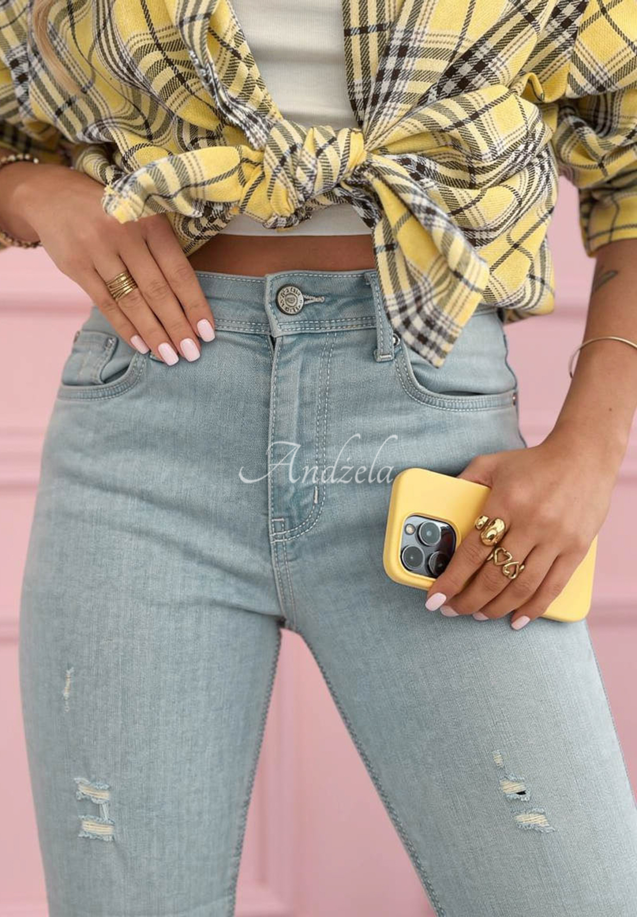 Evelisse blue skinny jeans with abrasions