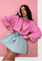 Koszula w paski oversize La Milla Sophie różowa