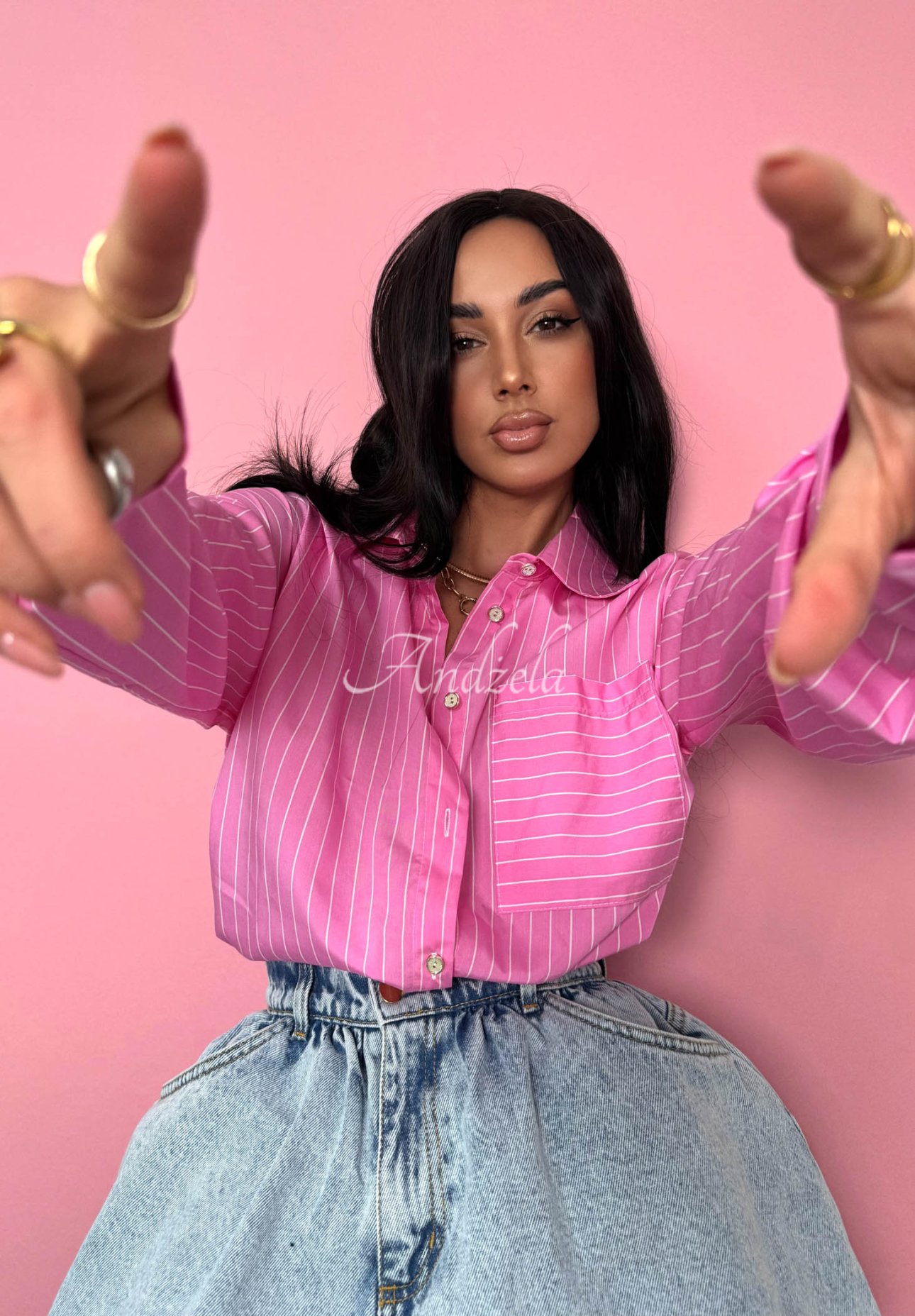 La Milla Sophie oversized striped cotton shirt in pink