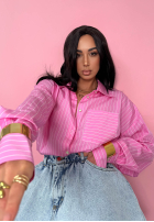 Koszula w paski oversize La Milla Sophie różowa