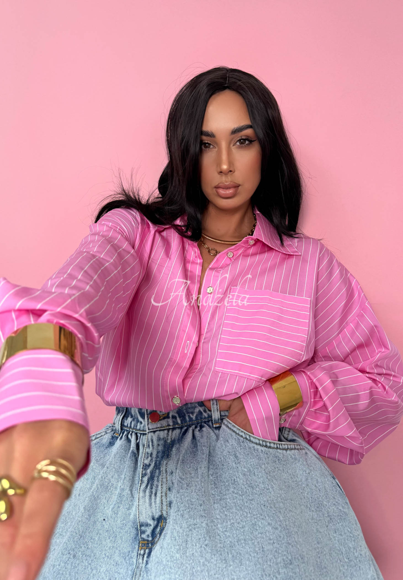 La Milla Sophie oversized striped cotton shirt in pink
