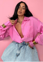 Koszula w paski oversize La Milla Sophie różowa
