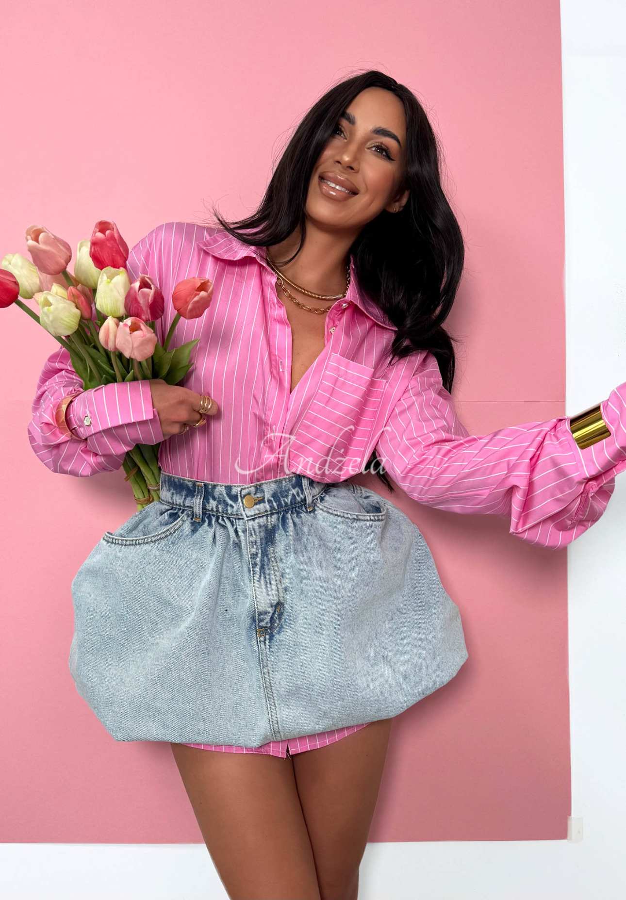 La Milla Sophie oversized striped cotton shirt in pink