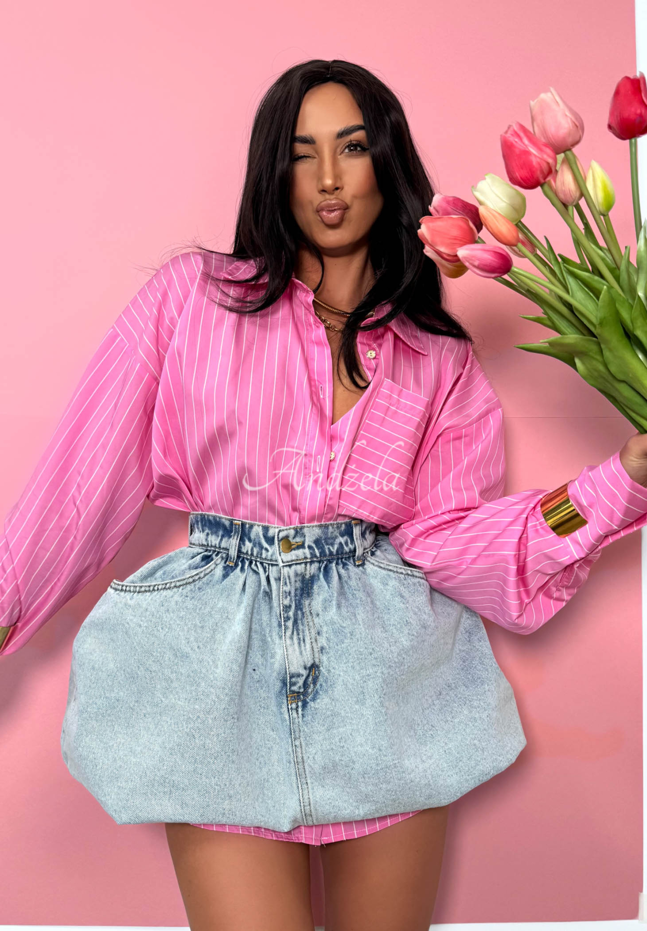 La Milla Sophie oversized striped cotton shirt in pink