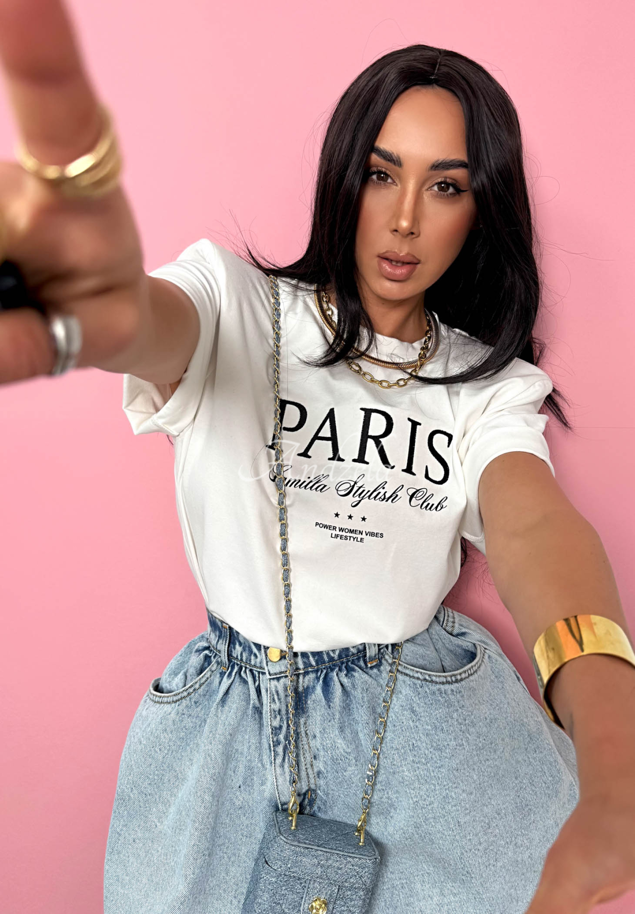 Wiskozowy T-shirt z nadrukiem La Milla Paris ecru