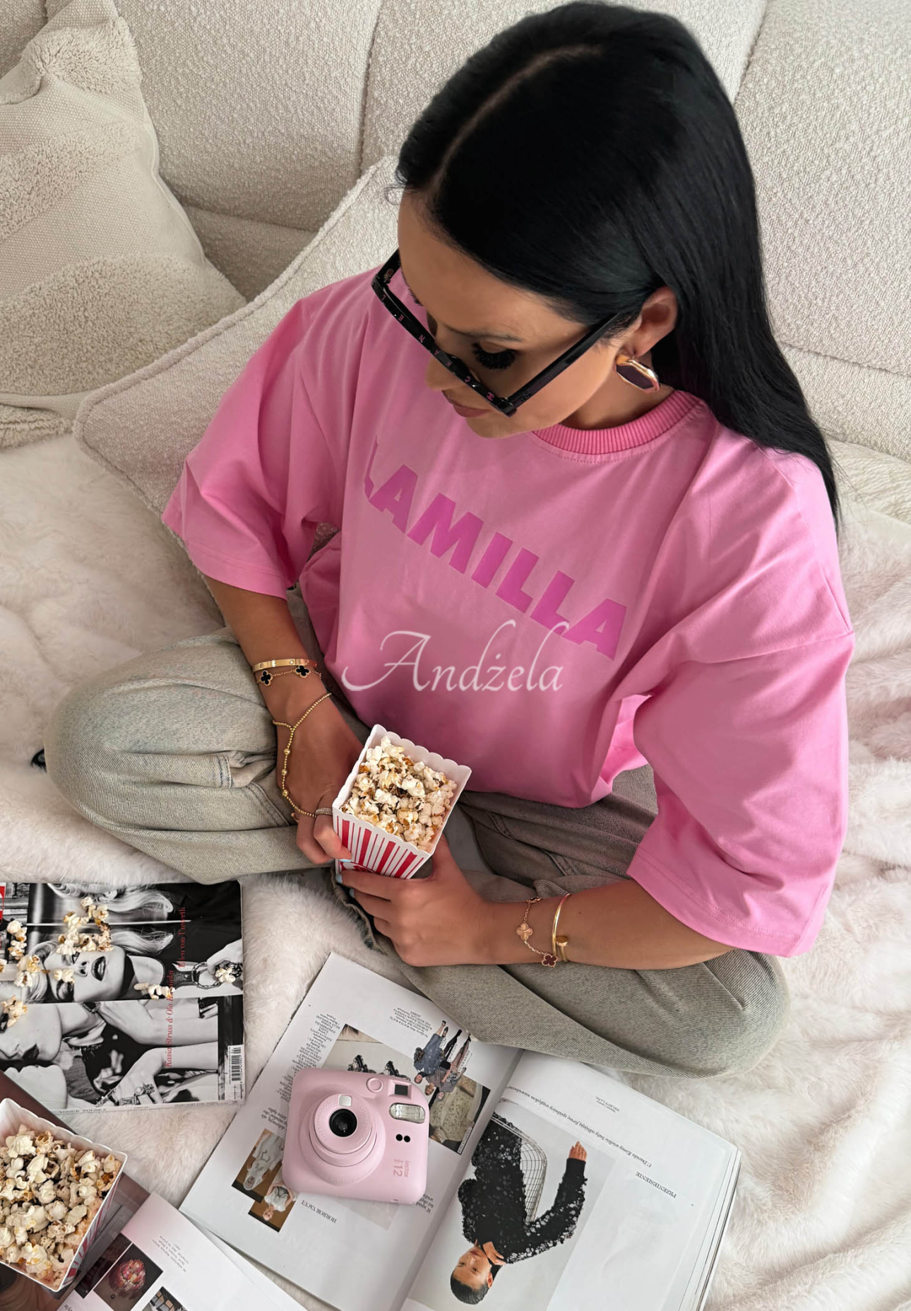 Wiskozowy T-shirt oversize La Milla Sophia różowy