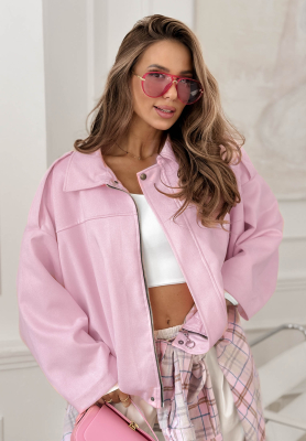 Early Season lilac oversized suede bomber jacket