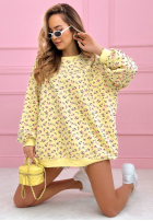 Długa bluza oversize w różyczki The Bloom różowa