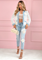 Jeansowa koszula z koronką Ask Me Why biało-niebieska