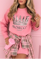 Bluza z nadrukiem Queen Of Prosecco różowa