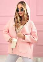 Płaszcz bluza z kapturem Madeline pudrowy róż