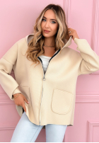 Płaszcz bluza z kapturem Madeline pudrowy róż