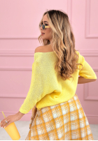 Lekki sweter z nadrukiem Lemon Bow różowy