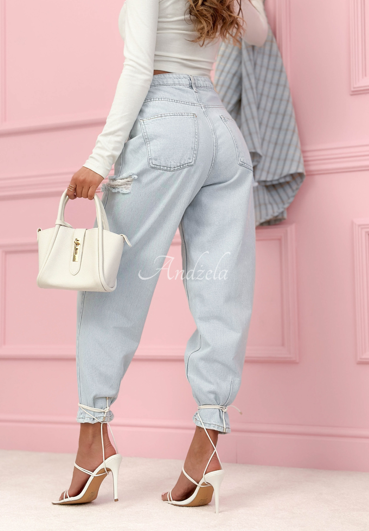 Socorro light blue mom fit jeans with abrasions