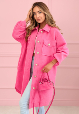 Wiskozowy płaszcz z kieszeniami Kaori r&oacute;żowy