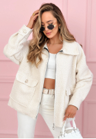 Krótka kurtka sherpa kożuszek Azalea fuksjowa