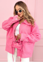 Krótka kurtka sherpa kożuszek Azalea fuksjowa