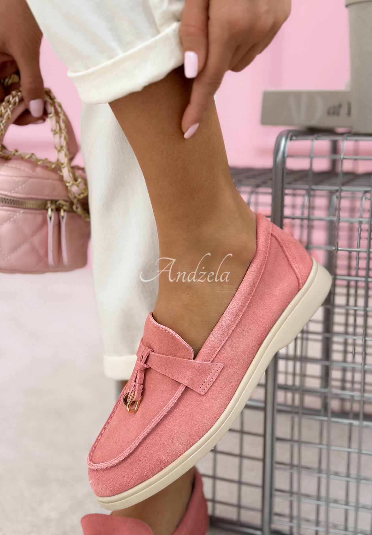 Margot pink suede moccasins