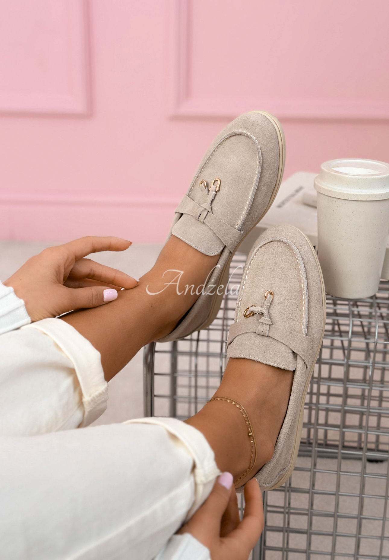 Zamszowe mokasyny Margot beżowe