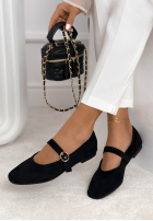 Zamszowe balerinki z paskiem Vivienne pudrowy róż