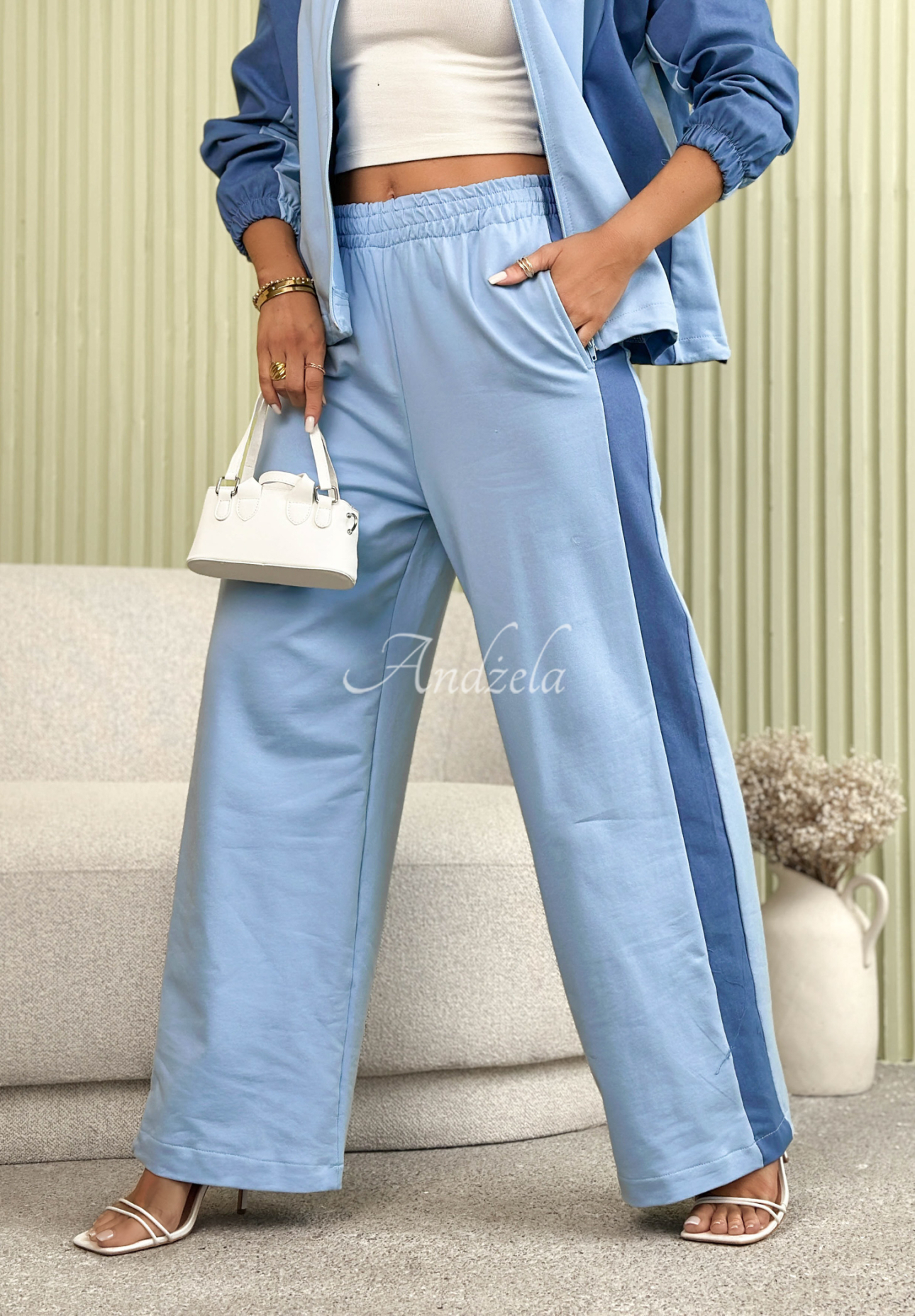 Spring Into Action blue cotton tracksuit with stripes