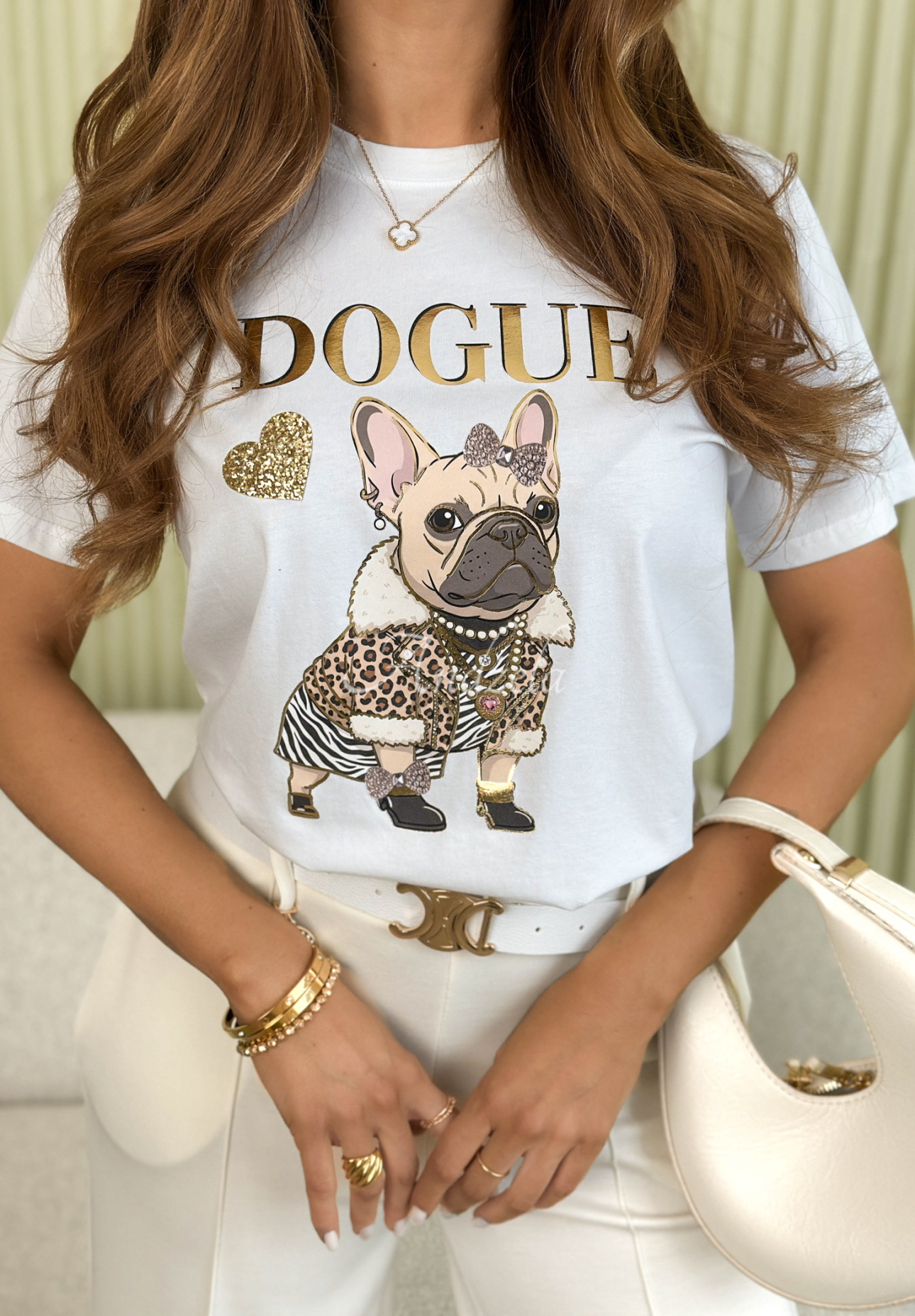 Bawełniany t-shirt z nadrukiem Dogue biały