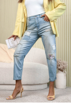 Spodnie jeansowe baggy z naszywkami In My Spring Era jasnoniebieskie