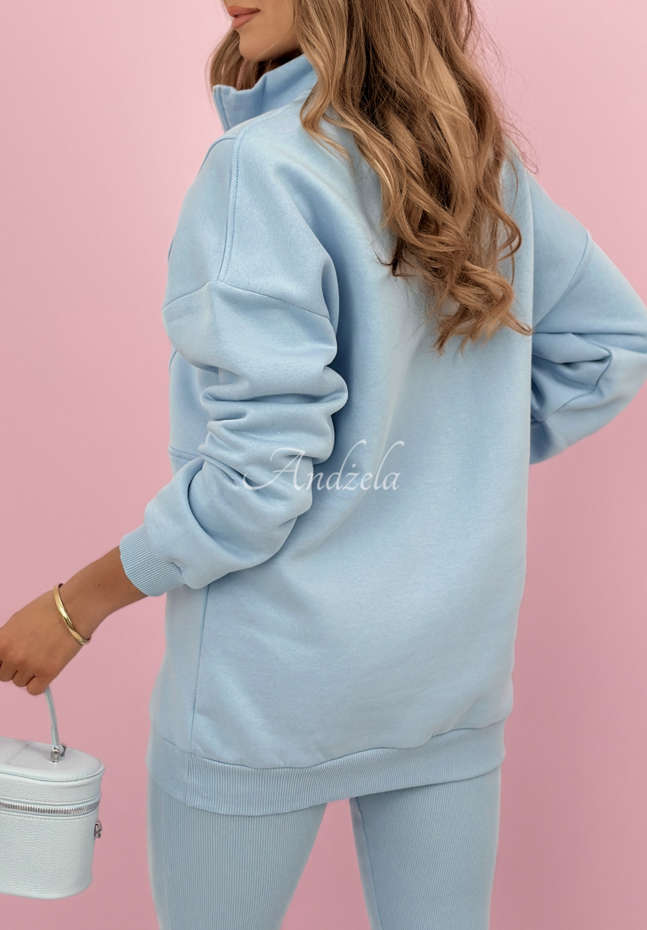 Cotton set: sweatshirt, leggings, 3-in-1 top Look At Me light blue