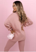Komplet bluza, legginsy, top 3in1 Look At Me pudrowy róż