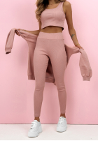 Komplet bluza, legginsy, top 3in1 Look At Me pudrowy róż