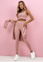 Komplet bluza, legginsy, top 3in1 Look At Me pudrowy róż