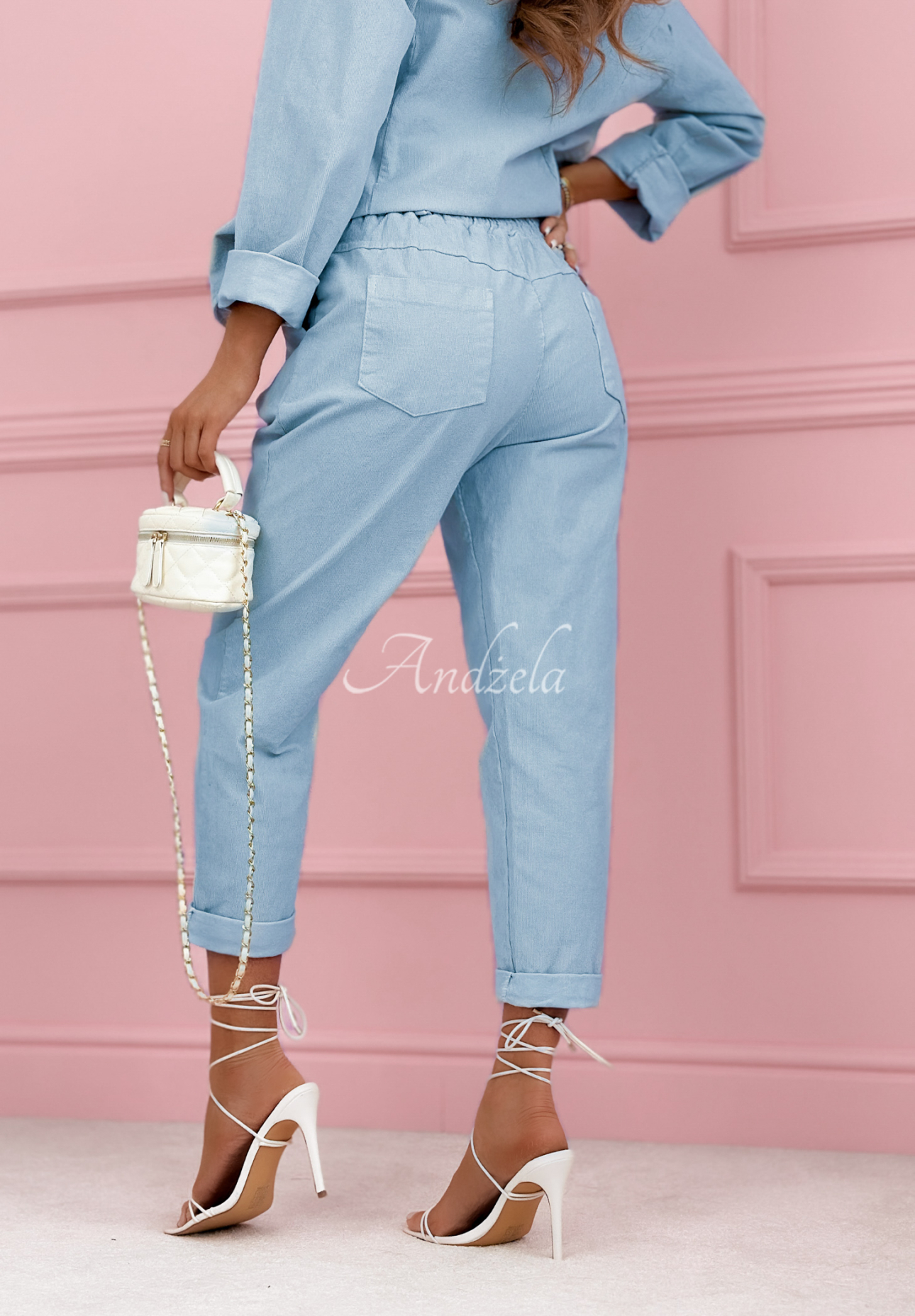 Goodbye Lovely blue cotton corduroy mom fit pants