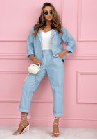 Sztruksowy komplet marynarka i spodnie Goodbye Lovely różowy