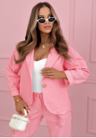 Sztruksowy komplet marynarka i spodnie Goodbye Lovely różowy