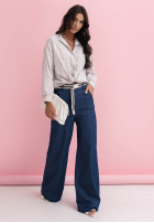 Spodnie z paskiem Arianna niebieskie