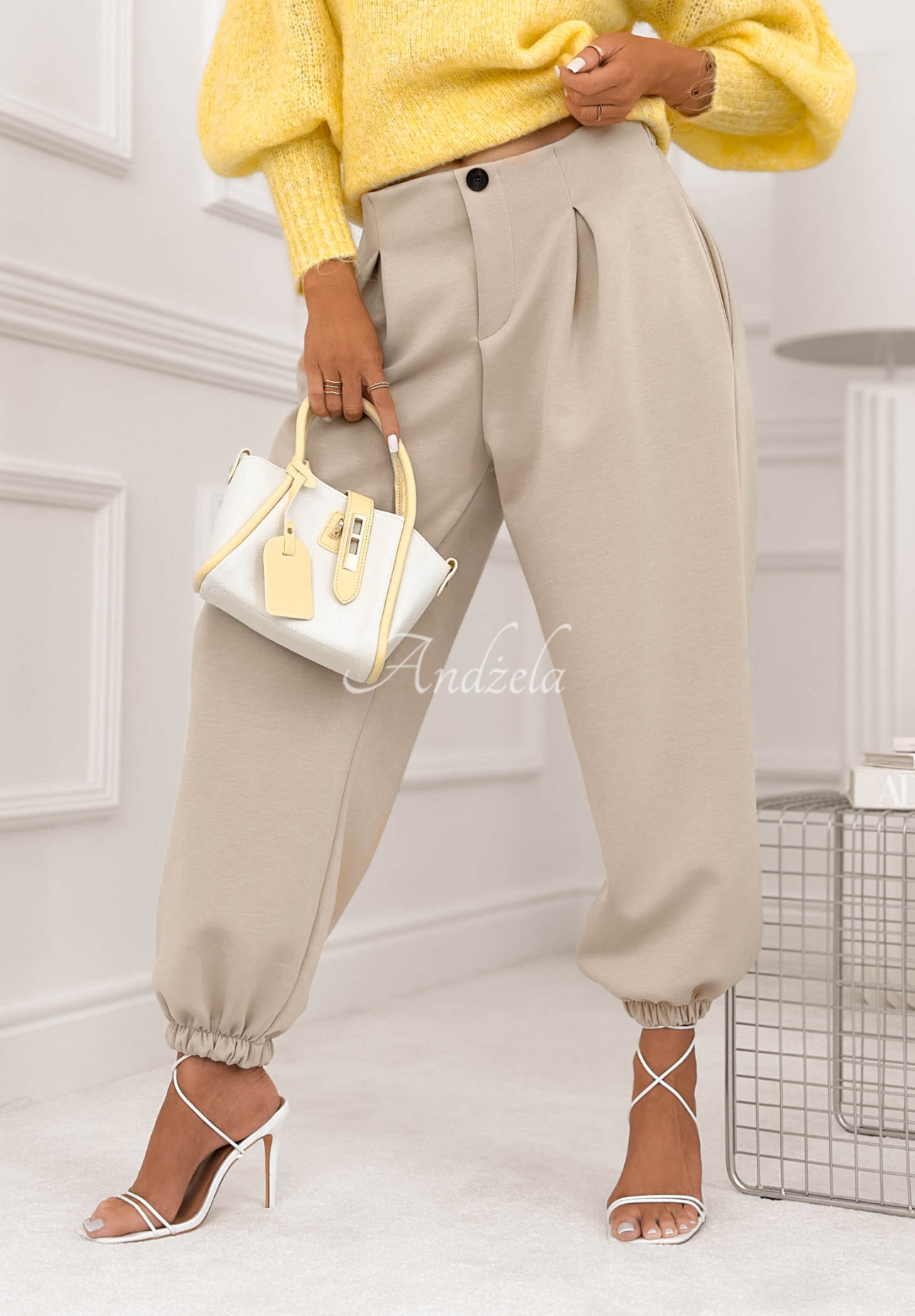Viscose butter pants with cuffs What You Wanted light beige